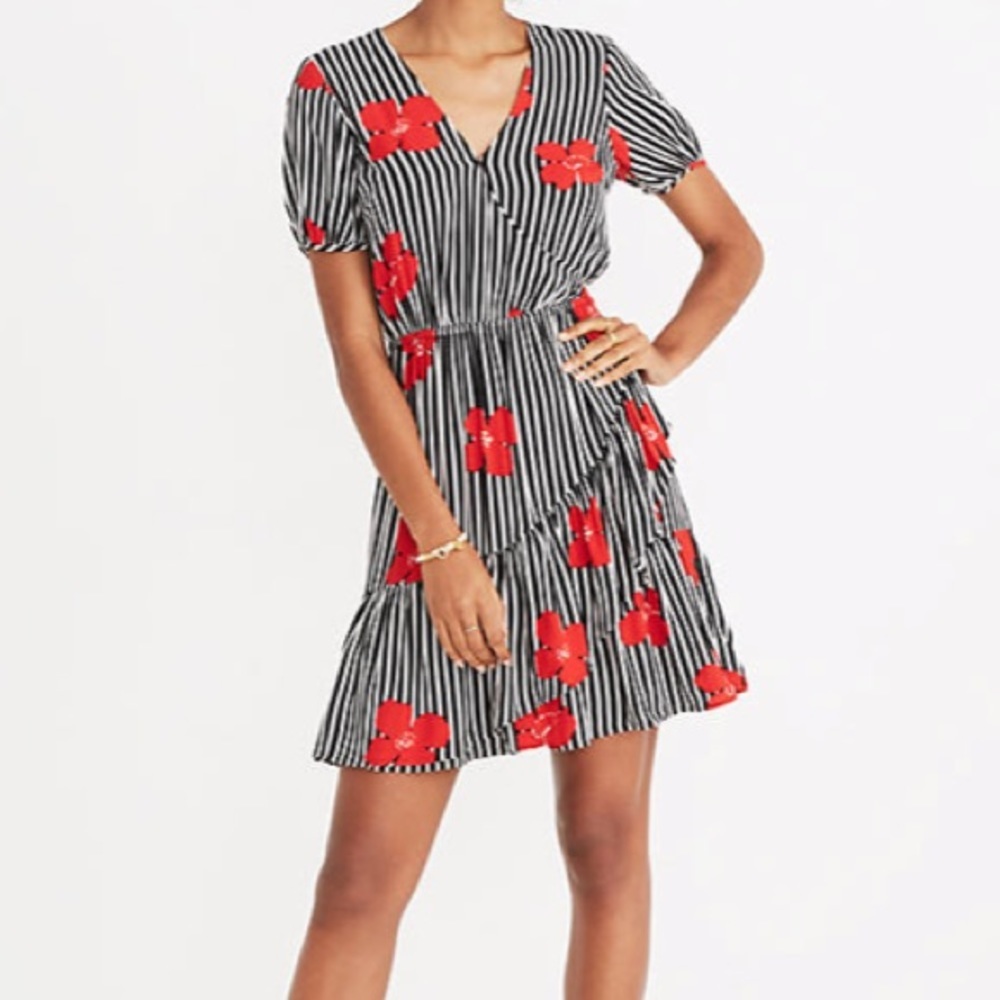Madewell Ruffle Wrap Dress in Candied Orchids - 4